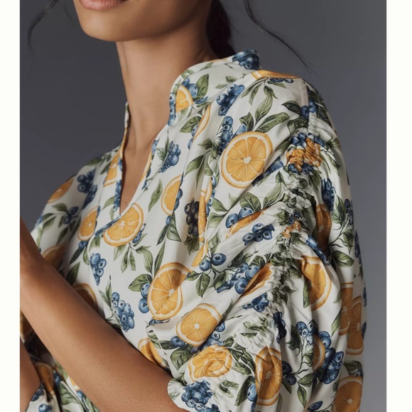 NWT Maeve Short-Sleeve Ruched Peplum Blouse Size US L - Picture 4 of 5